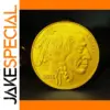 Native American Chief Portrait Buffalo Coin Badge