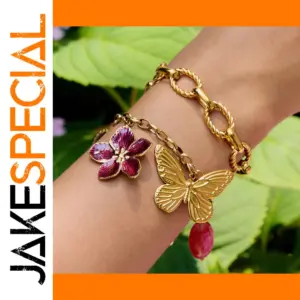 Stainless Steel Butterfly Charm Bracelet