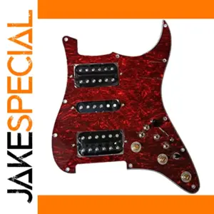Red & Black Strat Pickguard with Custom Electronics
