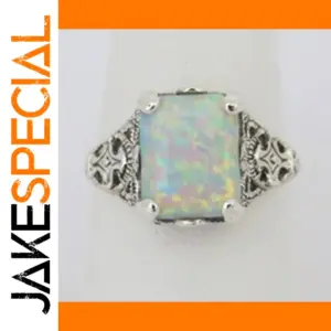 Silver Geometric Cocktail Ring with Zircon