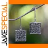 Vintage Silver Geometric Square Earrings