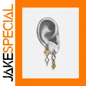 Stainless Steel Heart Earrings with Double Chain