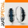 Elegant Silver and Blue Cubic Zirconia Hoop Earrings