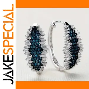 Elegant Silver and Blue Cubic Zirconia Hoop Earrings