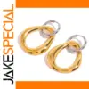 Two-Tone Stainless Steel Hoop Earrings for Women