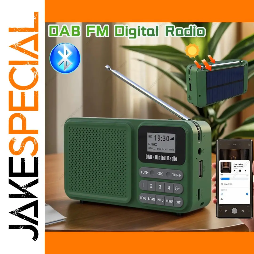 Green Portable DAB+ Radio with Bluetooth 1 Green Portable DAB+ Radio with Bluetooth