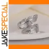 Feather-Shaped Stainless Steel Adjustable Ring