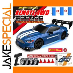 Blue 4WD RC Drift Car with LED Lights