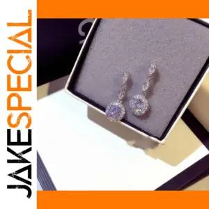 Silver Water Drop Earrings with Zircon Stones