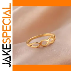 Elegant Geometric Stainless Steel Ring in Gold or Rose Gold