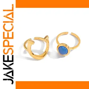 Stainless Steel Blue Resin Stackable Rings