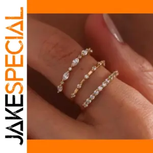 Elegant Three-Piece Gold Ring Set for Women