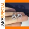 Silver Double Circle Earrings with Zircon Stones