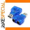 USB Dual PS2 Adapter with Transparent Blue Case