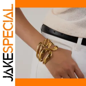 Stainless Steel Gold-Tone Cuff Bracelet for Women