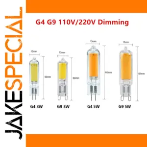 Dimmable COB LED Bulbs G4 & G9 Set of 10