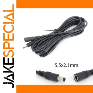 Black 5.5mm x 2.1mm DC Extension Cable