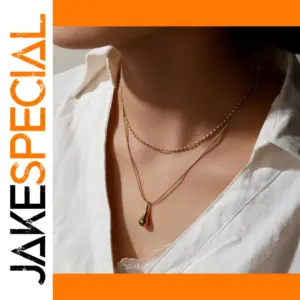Gold Stainless Steel Water Droplet Necklace