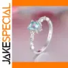 Blue Cubic Zirconia Geometric Ring for Women