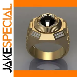 Men's Gold-Tone Geometric Wedding Ring