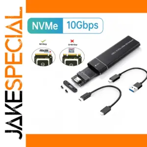 Black M.2 NVMe SSD Enclosure 10Gbps, Supports 4TB