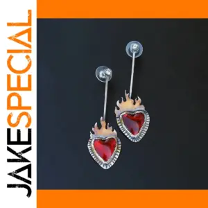 Fiery Heart-Shaped Earrings Set