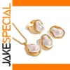 Modern Stainless Steel Jewelry Set with Pearls