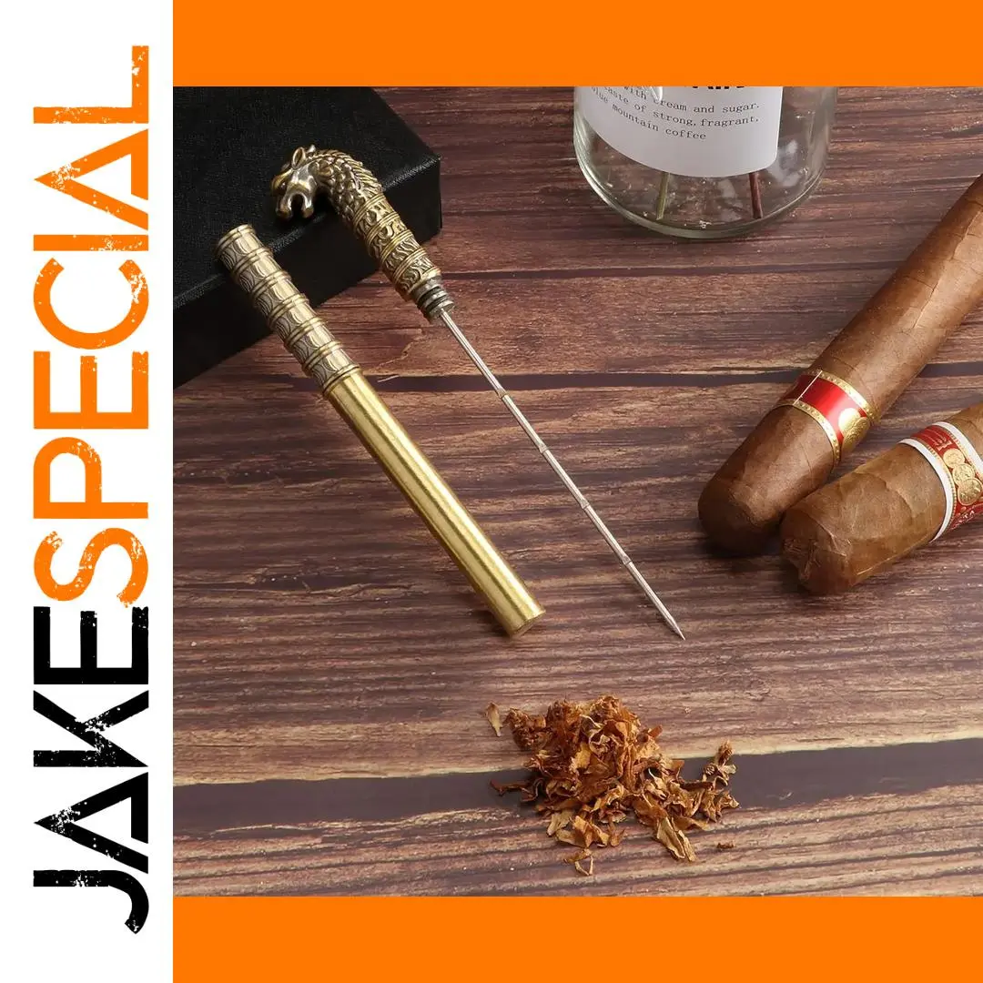 Vintage Stainless Steel Cigar Draw Enhancer with Leopard Design 1 Vintage Stainless Steel Cigar Draw Enhancer with Leopard Design