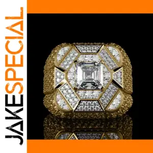 Gold Geometric Cocktail Ring with Cubic Zirconia