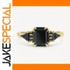 Black Geometric Wedding Ring with Cubic Zirconia