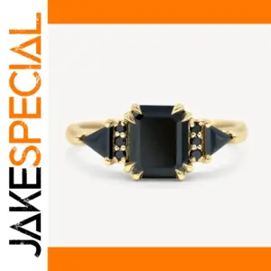 Black Geometric Wedding Ring with Cubic Zirconia