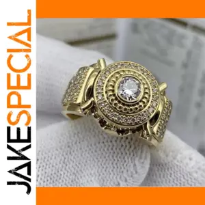 Men's Geometric Zircon Cocktail Ring 8mm Wide
