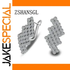 Geometric Cubic Zirconia Earrings in Silver, Blue & White