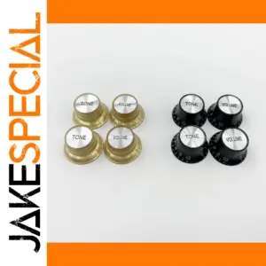 Aluminum Guitar Knob Caps Set in Black & Gold