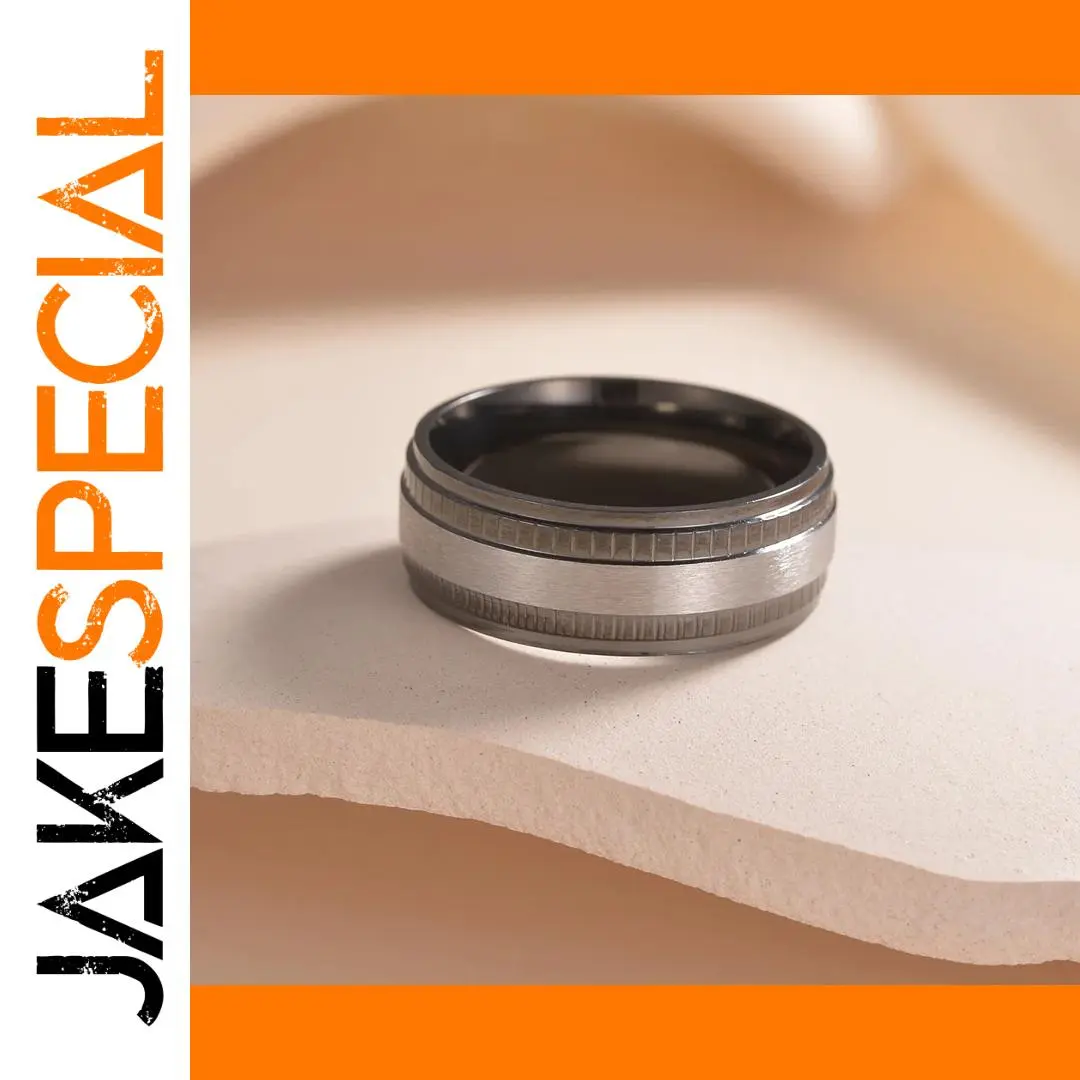 Black and Gold Stainless Steel Ring 8mm Unisex 1 Black and Gold Stainless Steel Ring 8mm Unisex