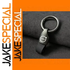 Dark Gunmetal Zinc Alloy Leather Keychain