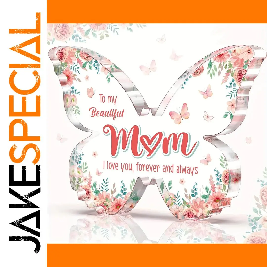 Butterfly-Shaped Acrylic Memorial Plaque for Mom 1 Butterfly-Shaped Acrylic Memorial Plaque for Mom