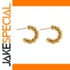 Stainless Steel Gold Twisted Hoop Earrings
