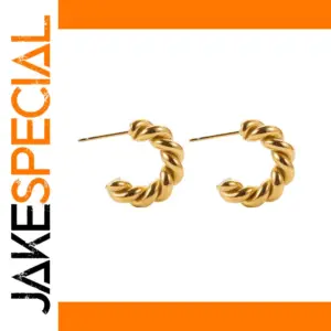 Stainless Steel Gold Twisted Hoop Earrings