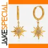 Stainless Steel Sunburst Hoop Earrings