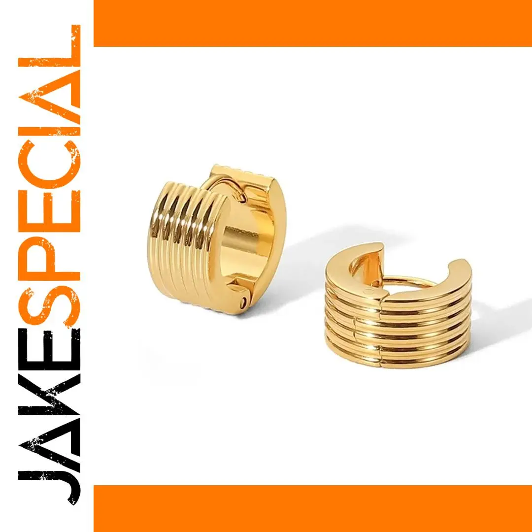 Stainless Steel Gold-Tone Geometric Hoop Earrings 1 Stainless Steel Gold-Tone Geometric Hoop Earrings