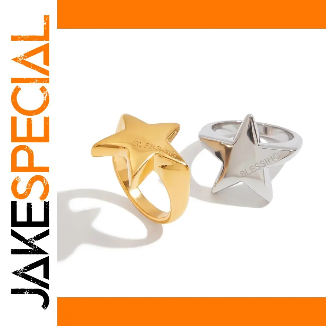 Stainless Steel Women's Star Ring in Gold & Silver 1 Stainless Steel Women's Star Ring in Gold & Silver