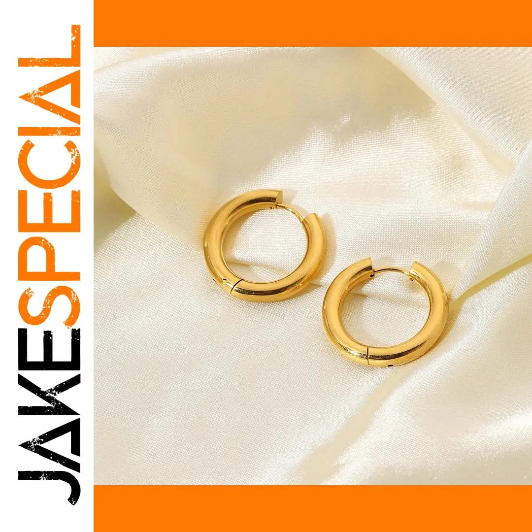 Gold Stainless Steel Hoop Earrings 20mm 1 Gold Stainless Steel Hoop Earrings 20mm