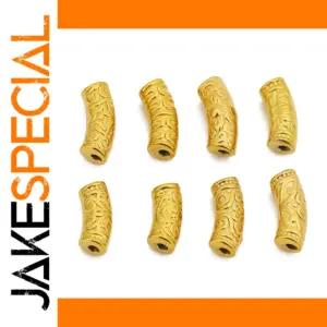 Gold and Steel Textured Bead Set for Jewelry