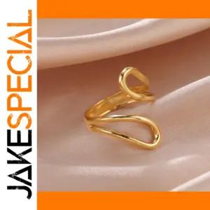 Geometric Stainless Steel Ring with Gold Plating