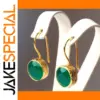 Vintage Green Stone Drop Earrings