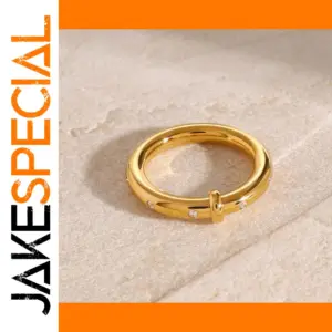 Stainless Steel Gold Finish Geometric Ring