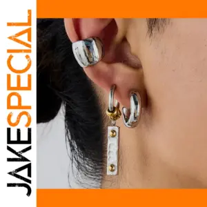 Stainless Steel Square Earrings with Hammered Pattern