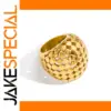 Bold Stainless Steel Gold Women's Ring