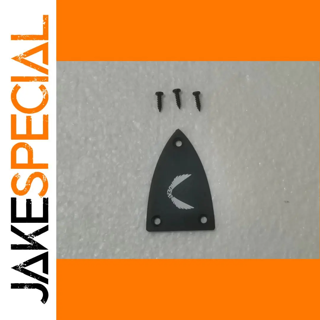 Black Triangular Guitar Truss Rod Cover with Feather Design 1 Black Triangular Guitar Truss Rod Cover with Feather Design